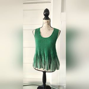 Women's Anthropolgie Moth, Medium knit green and white top